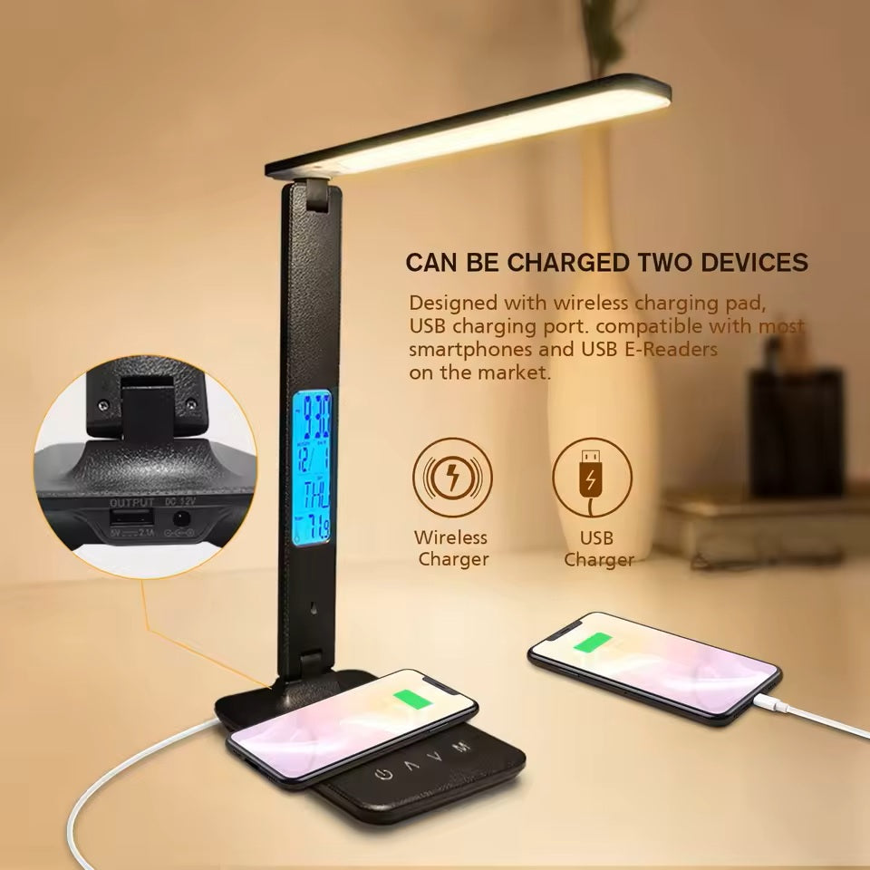 Wireless Charging LED Desk Lamp – 3-in-1 Minimalist Design