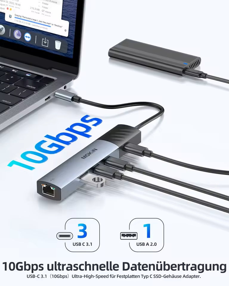 7-in-1 USB-C Hub Adapter – Sleek & Versatile