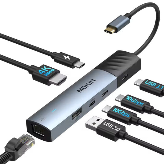 7-in-1 USB-C Hub Adapter – Sleek & Versatile