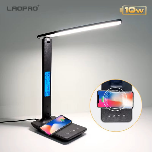Wireless Charging LED Desk Lamp – 3-in-1 Minimalist Design